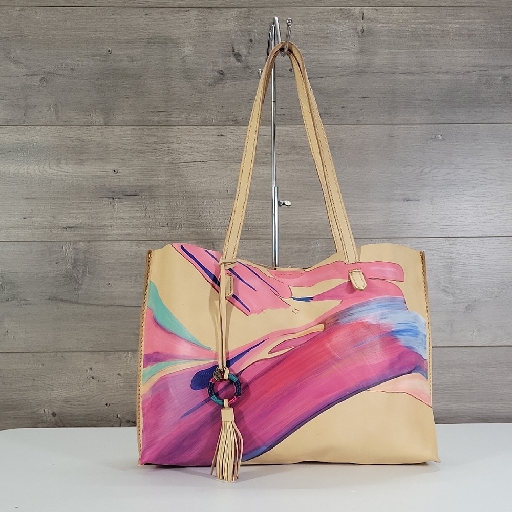 The Sak Handpainted Vachetta Leather Tote Shoulder Bag